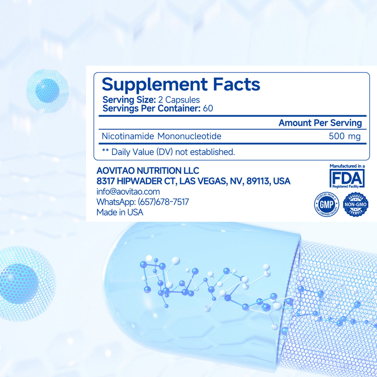 NMN Supplement Ultra Pure Supports NAD Production and Healthy Aging