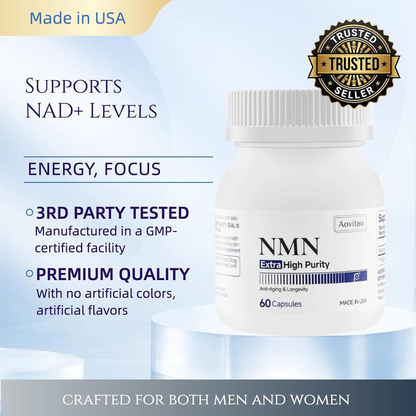 NMN Supplement Ultra Pure Supports NAD Production and Healthy Aging