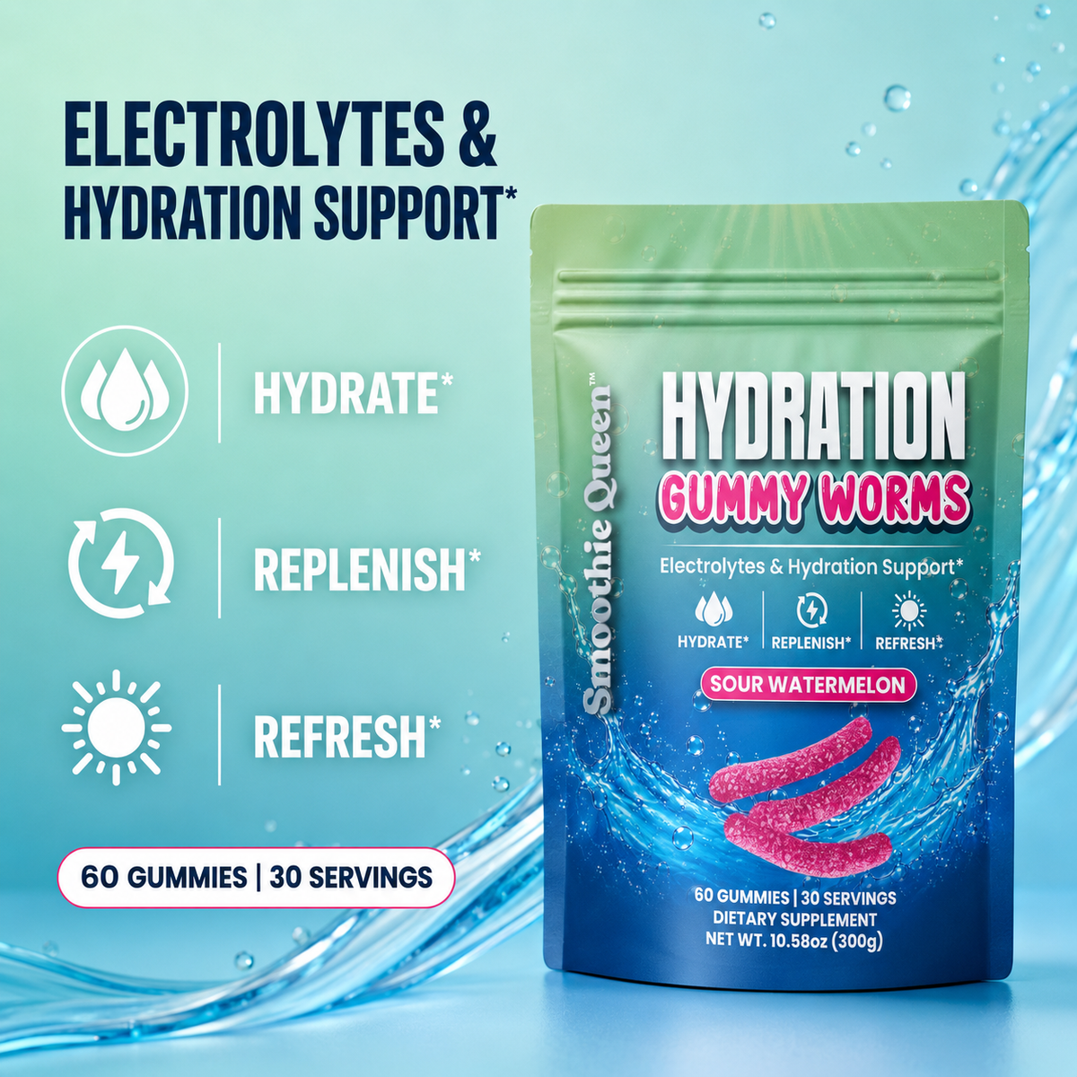 Hydration Gummy Worms - Sour Watermelon