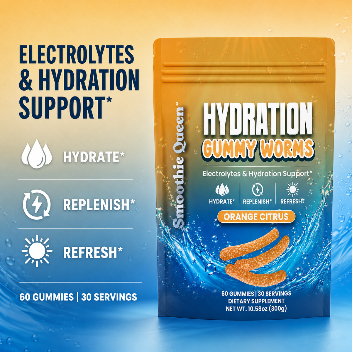 Hydration Gummy Worms - Orange Citrus