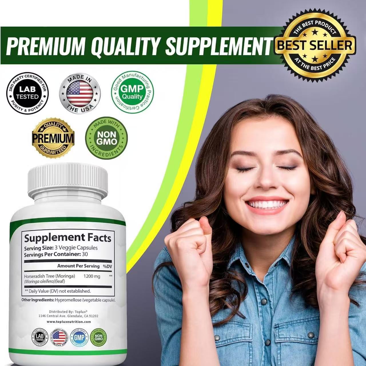 Moringa Capsules 90 Capsules Of Moringa Seed 1200mg